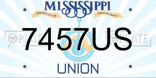 7457US Mississippi License Plate