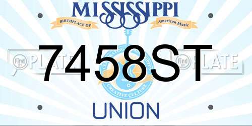 7458ST Mississippi License Plate