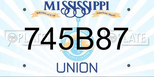 745B87 Mississippi License Plate