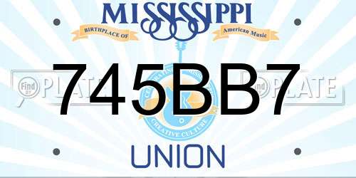 745BB7 Mississippi License Plate