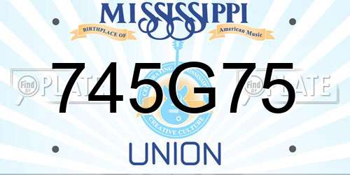 745G75 Mississippi License Plate