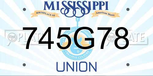 745G78 Mississippi License Plate