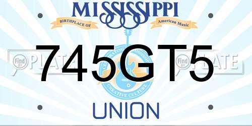 745GT5 Mississippi License Plate