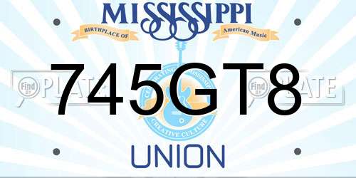 745GT8 Mississippi License Plate