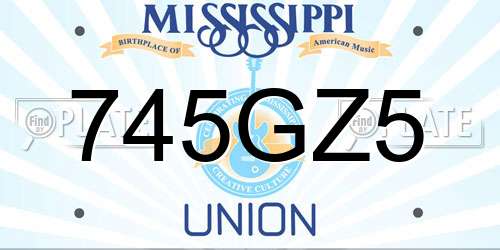 745GZ5 Mississippi License Plate