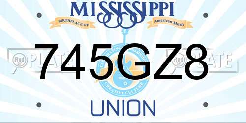 745GZ8 Mississippi License Plate