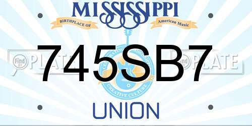 745SB7 Mississippi License Plate