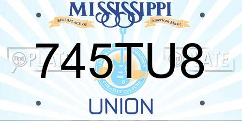 745TU8 Mississippi License Plate