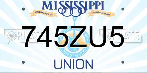 745ZU5 Mississippi License Plate