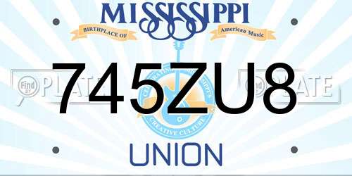 745ZU8 Mississippi License Plate