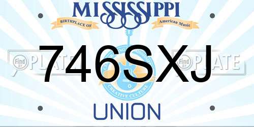 746SXJ Mississippi License Plate
