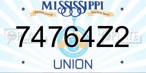 74764Z2 Mississippi License Plate