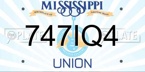 747IQ4 Mississippi License Plate