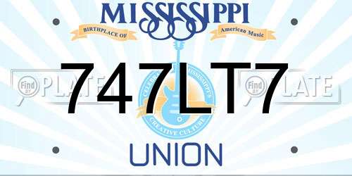 747LT7 Mississippi License Plate