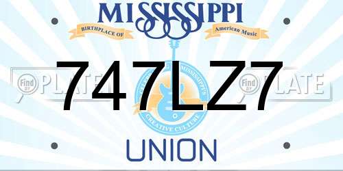 747LZ7 Mississippi License Plate