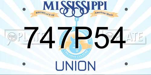 747P54 Mississippi License Plate