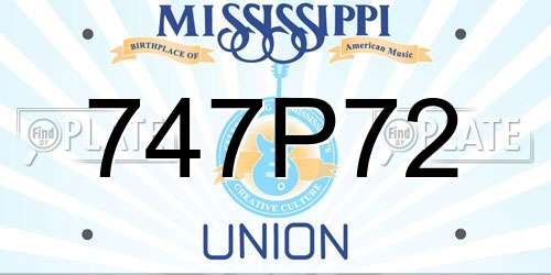 747P72 Mississippi License Plate