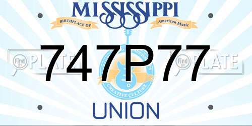 747P77 Mississippi License Plate