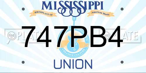 747PB4 Mississippi License Plate