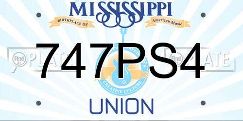 747PS4 Mississippi License Plate