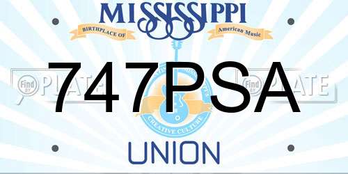 747PSA Mississippi License Plate