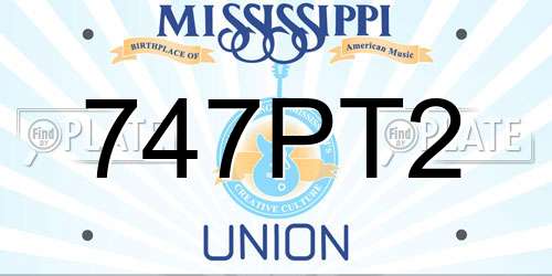 747PT2 Mississippi License Plate