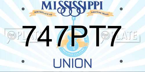 747PT7 Mississippi License Plate