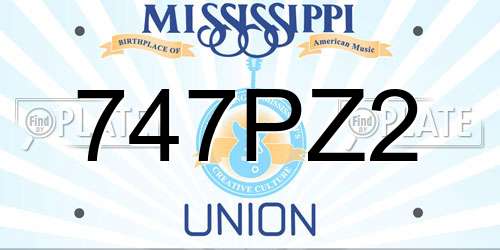 747PZ2 Mississippi License Plate