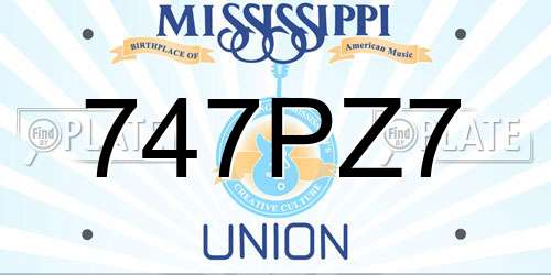 747PZ7 Mississippi License Plate