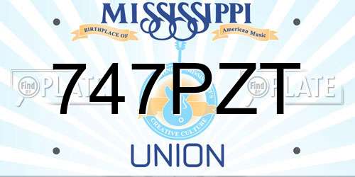 747PZT Mississippi License Plate