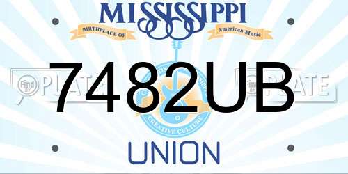 7482UB Mississippi License Plate