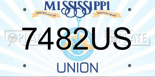7482US Mississippi License Plate