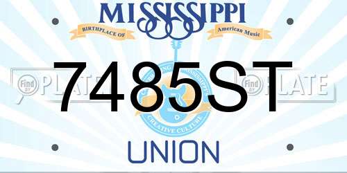 7485ST Mississippi License Plate