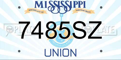 7485SZ Mississippi License Plate