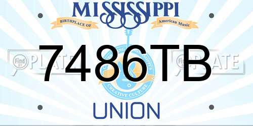 7486TB Mississippi License Plate