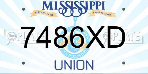 7486XD Mississippi License Plate