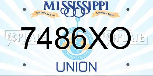 7486XO Mississippi License Plate