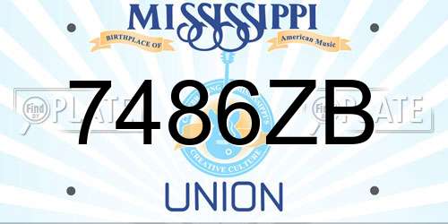 7486ZB Mississippi License Plate
