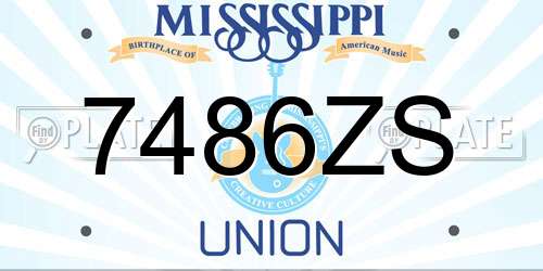7486ZS Mississippi License Plate