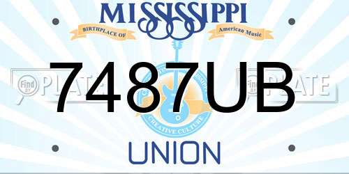7487UB Mississippi License Plate