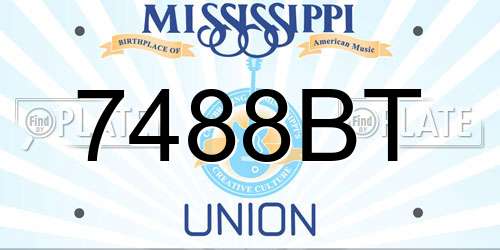 7488BT Mississippi License Plate