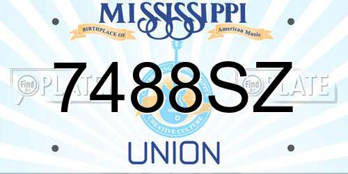 7488SZ Mississippi License Plate