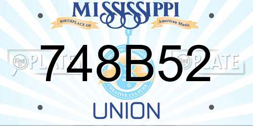 748B52 Mississippi License Plate