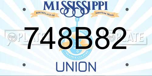 748B82 Mississippi License Plate