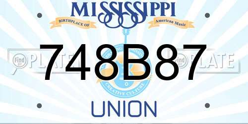748B87 Mississippi License Plate