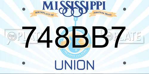 748BB7 Mississippi License Plate