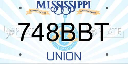 748BBT Mississippi License Plate