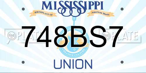 748BS7 Mississippi License Plate