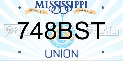 748BST Mississippi License Plate