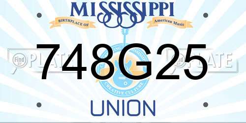748G25 Mississippi License Plate